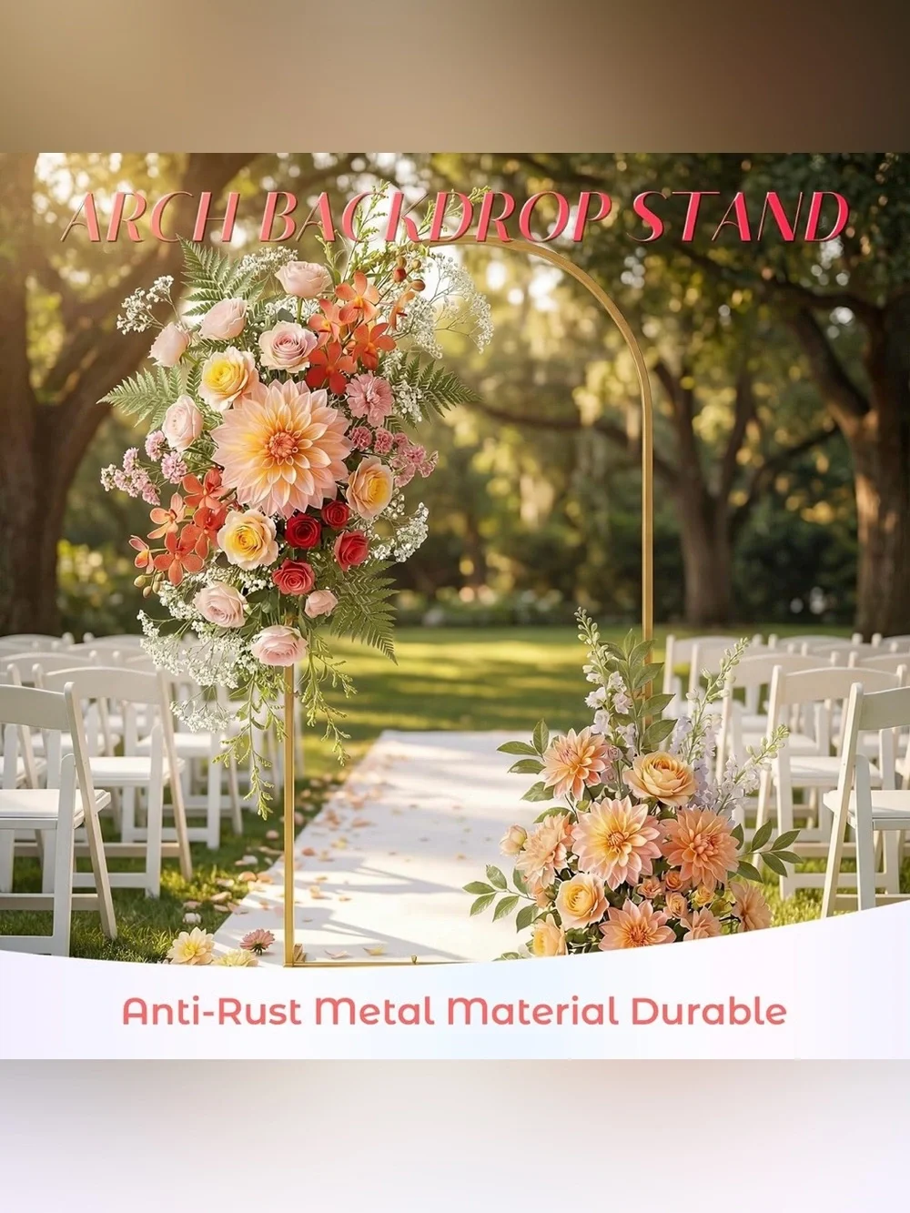 Toolterritary 8 FT Wedding Arch Backdrop Stand, Stable Heavy Duty Metal Wedding